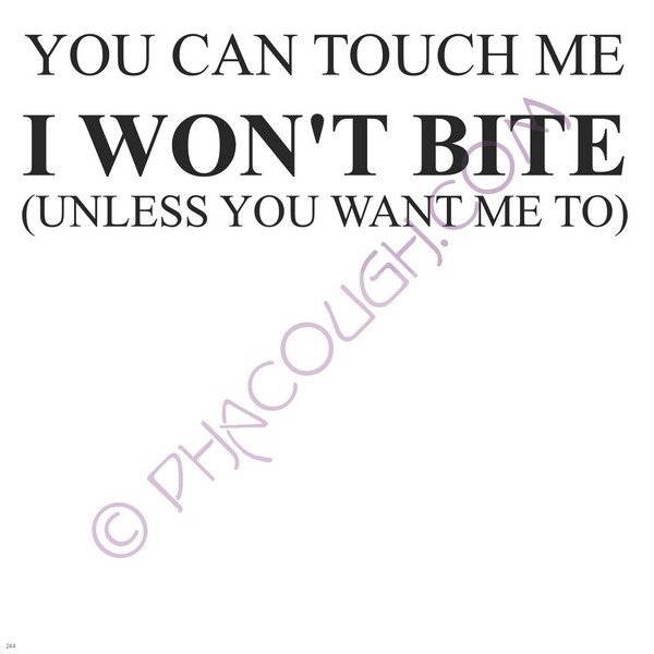 You Can Touch Me I Won't Bite Unless You Want Me To