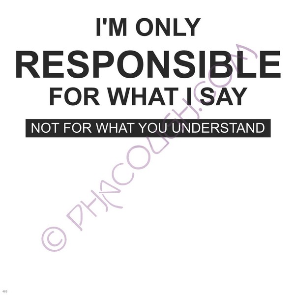 I'm Only Responsible For What I Say Not For What You Understand