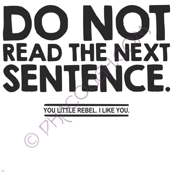 Do Not Read The Next Sentence You Little Rebel I Like You