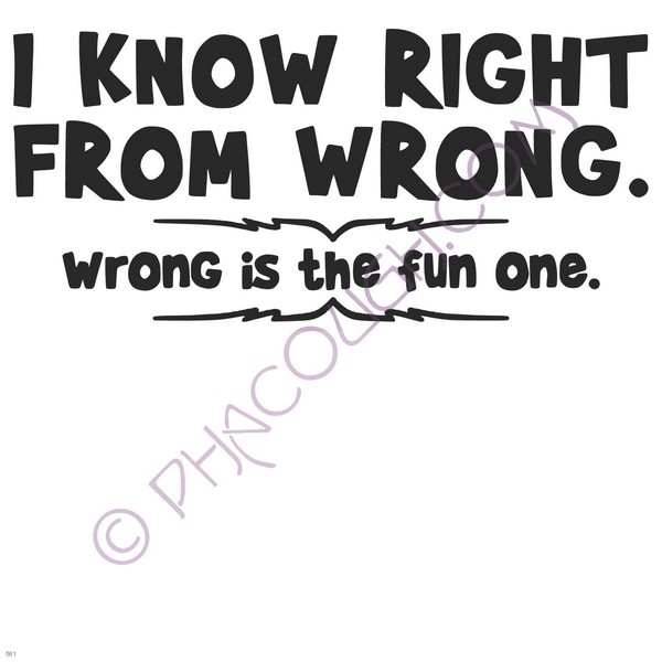 I Know Right From Wrong Wrong Is The Fun One