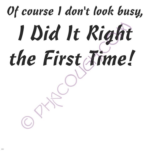 Of Course Id Don't Look Busy I Did It Right The First Time