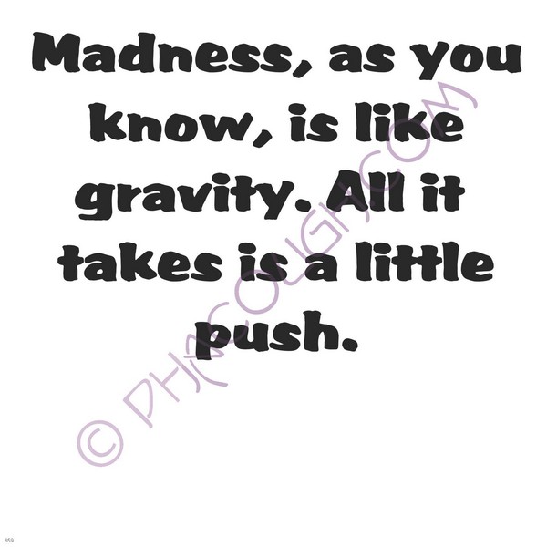 Madness as you know is like gravity..