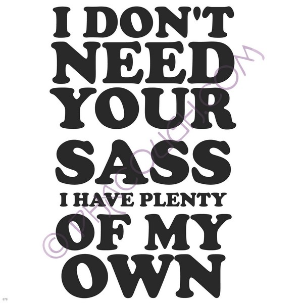 I don't need your sass I have plenty of my own