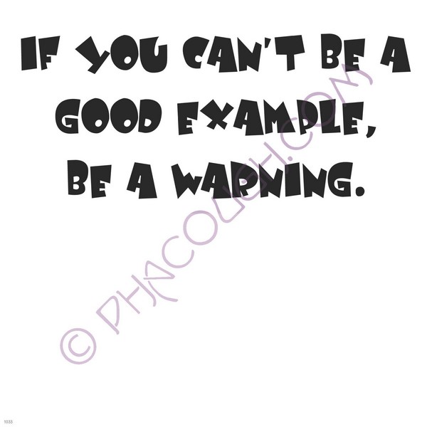 If you can't be a good example be a warning