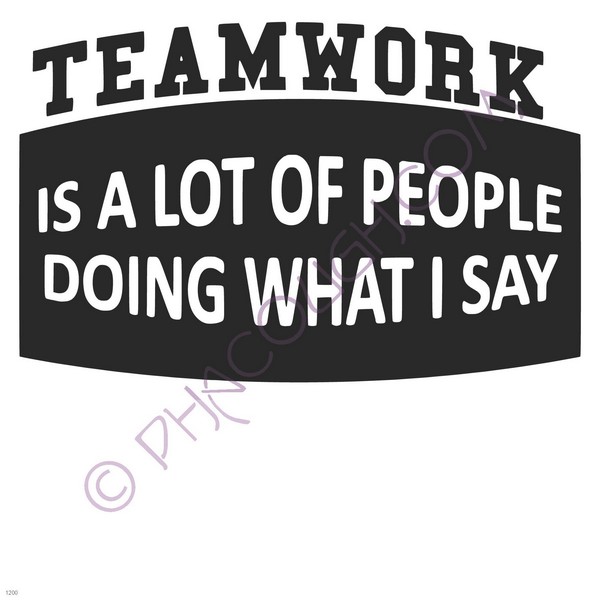 Teamwork is a lot of people doing what I say