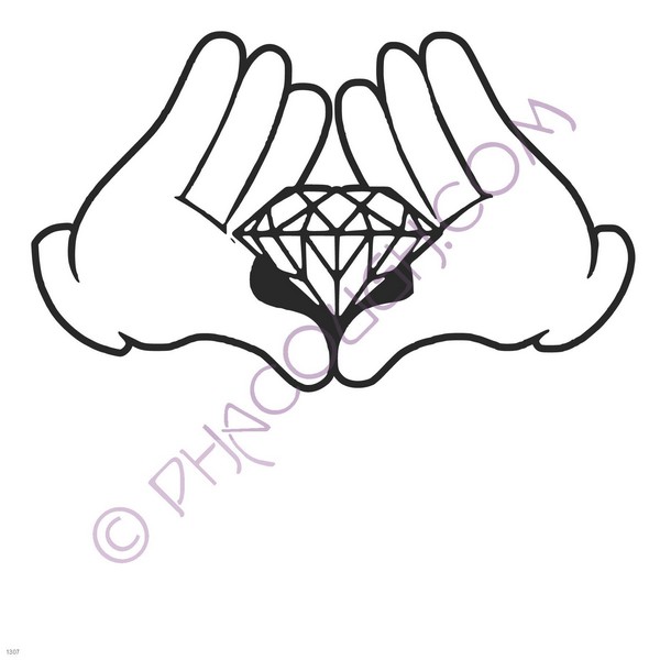 Diamond in cartoon hands