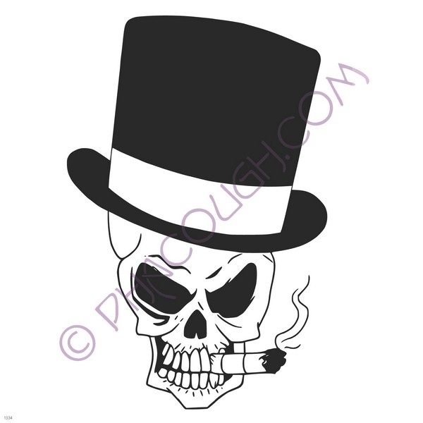 Skull in top hat with cigar