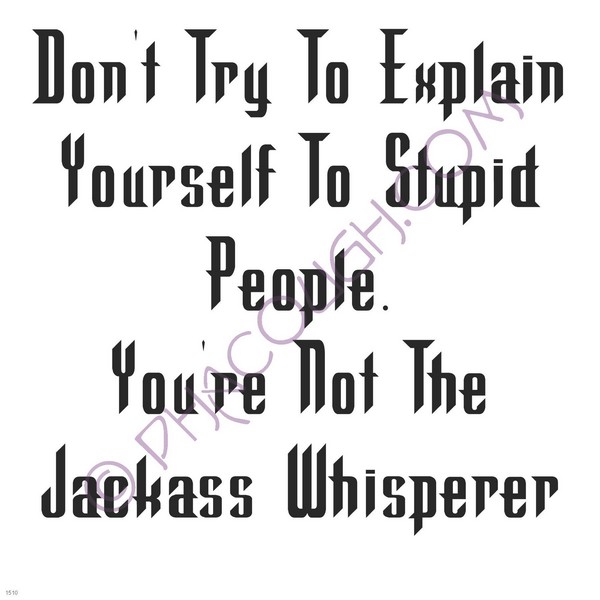 Don't try to explain yourself to stupid people