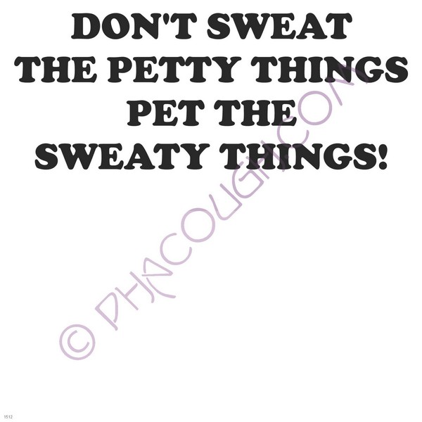 Don't sweat the petty things pet the sweaty things