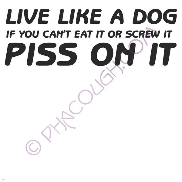 Live like a dog if you can't eat it or screw it piss on it