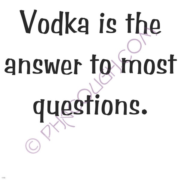 Vodka is the answer to most questions