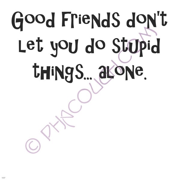 Good friends don't let you do stupid things alone