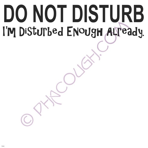 Do not disturb I'm disturbed enough already