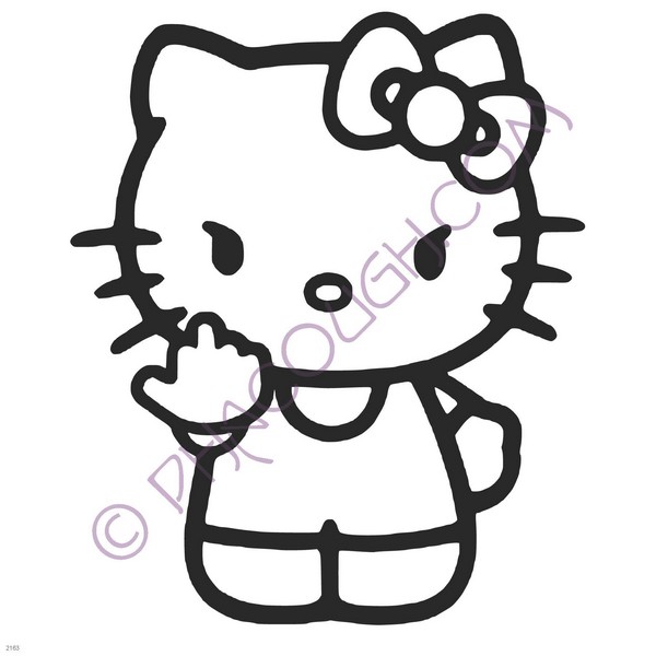 Hello Kitty Flipping the Bird