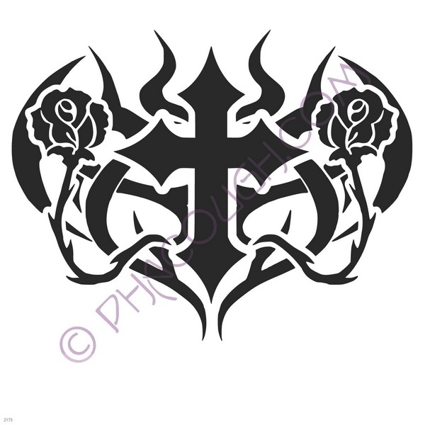 Tribal cross with flowers