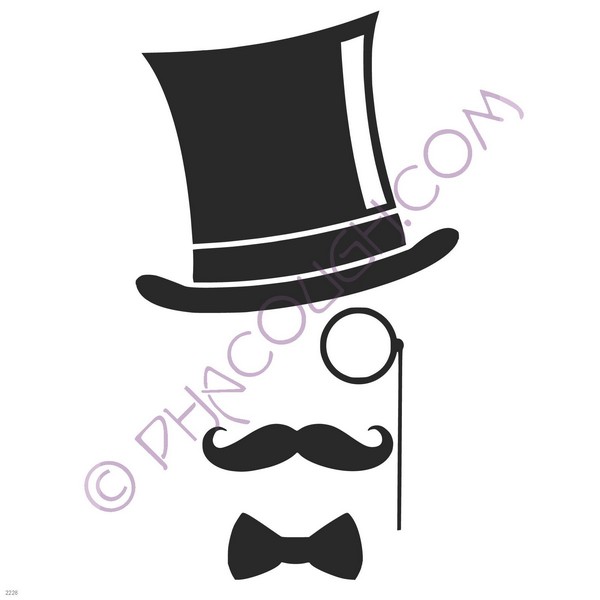 Mustache bow tie monocle and top hat