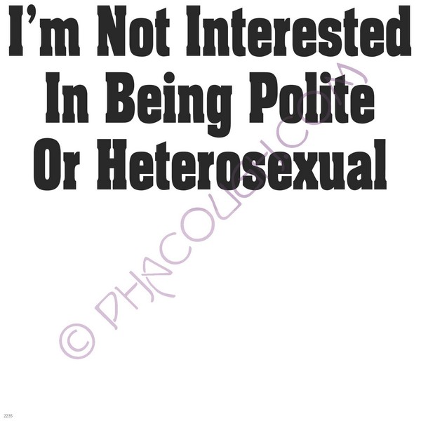 I'm not interested in being polite or heterosexual