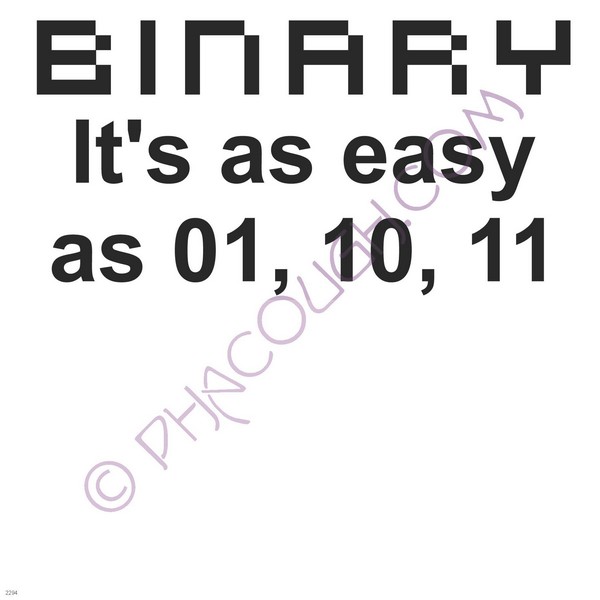 Binary it's as easy as 01, 10, 11