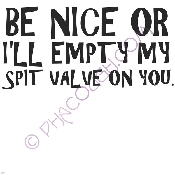 Be nice or I'll empty my spit valve on you