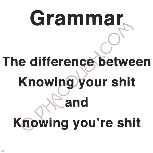 Grammar the difference between knowing your shit